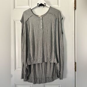 POL Heather Gray Buttoned Top